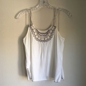 White Embroidered Tank Top